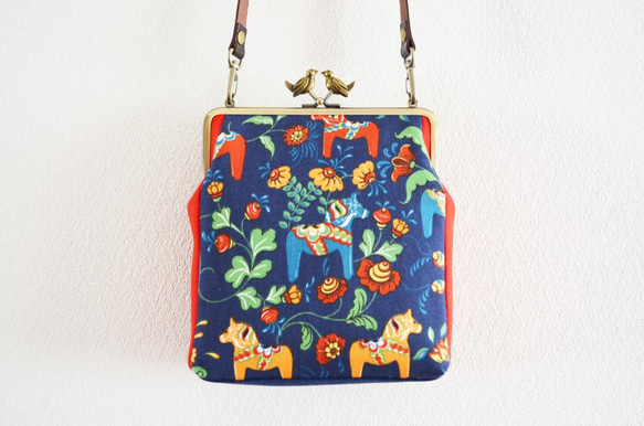 Mini shoulder bag with birds- Scandi Dala horse [456] 第1張的照片