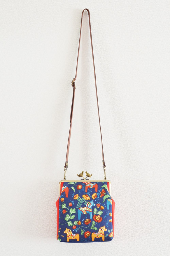 Mini shoulder bag with birds- Scandi Dala horse [456] 第2張的照片