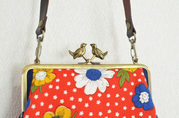 Mini shoulder bag - Vintage retro floral - red [594] 第5張的照片