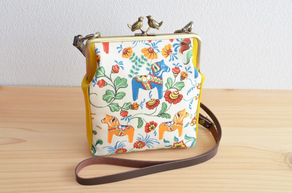 Mini shoulder bag - Swedish Dala horse - yellow [465] 第1張的照片