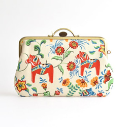 Small cosmetic pouch - Scadinavian dala horses in cream[227] 第3張的照片