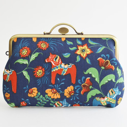 Small cosmetic pouch - Scadinavian dala horses in navy[704] 第1張的照片