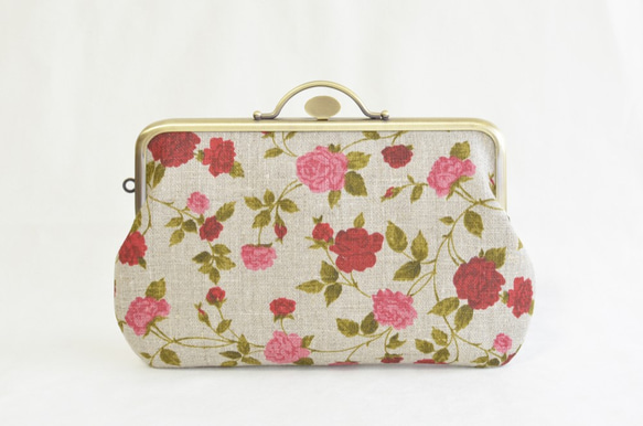 Small linen cosmetic pouch - roses [538] 第1張的照片