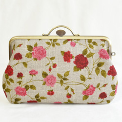 Small linen cosmetic pouch - roses [538] 第2張的照片
