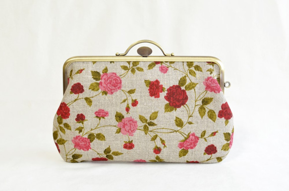 Small linen cosmetic pouch - roses [538] 第2張的照片