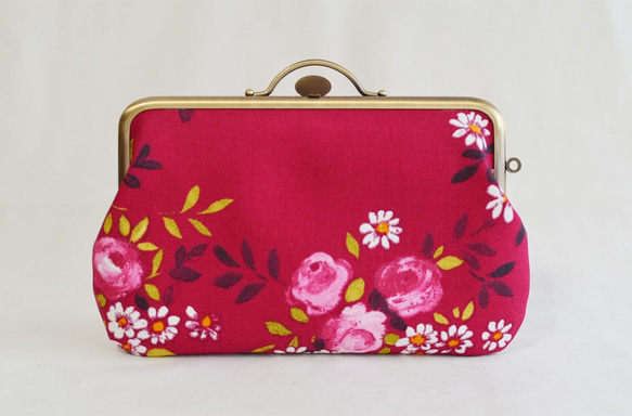Small cosmetic pouch -raspberry red-Fabric from France[545] 第2張的照片