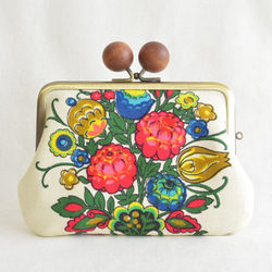Double clasp/frame purse - Vintage retro floral- [574] 第2張的照片