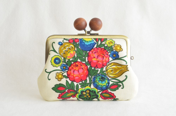 Double clasp/frame purse - Vintage retro floral- [574] 第2張的照片