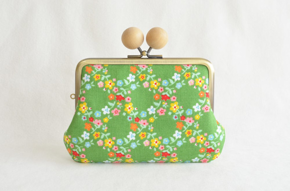 Retro double clasp/frame purse - Green garden floral - [569] 第1張的照片