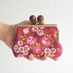 {花卉口金包} Double clasp/frame purse - French - Raspberry [863] 第1張的照片