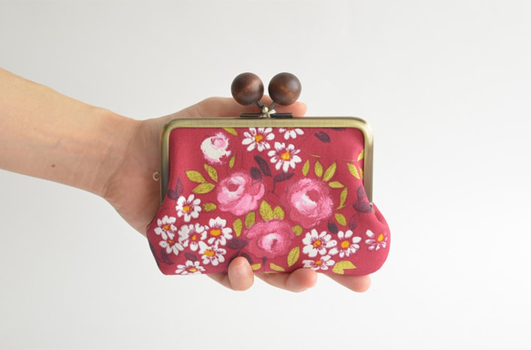 {花卉口金包} Double clasp/frame purse - French - Raspberry [863] 第1張的照片