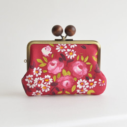 {花卉口金包} Double clasp/frame purse - French - Raspberry [863] 第2張的照片