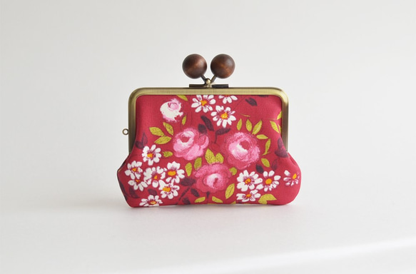 {花卉口金包} Double clasp/frame purse - French - Raspberry [863] 第2張的照片