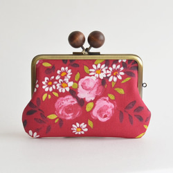 {花卉口金包} Double clasp/frame purse - French - Raspberry [863] 第3張的照片