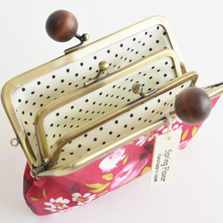 {花卉口金包} Double clasp/frame purse - French - Raspberry [863] 第5張的照片