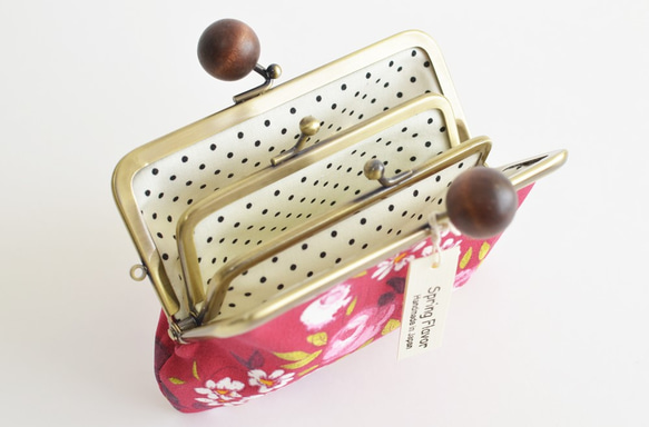 {花卉口金包} Double clasp/frame purse - French - Raspberry [863] 第5張的照片