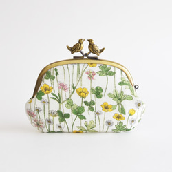 Liberty floral frame coin purse with birds - Linen [923] 第2張的照片