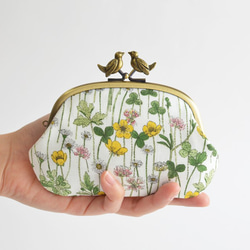 Liberty floral frame coin purse with birds - Linen [923] 第3張的照片