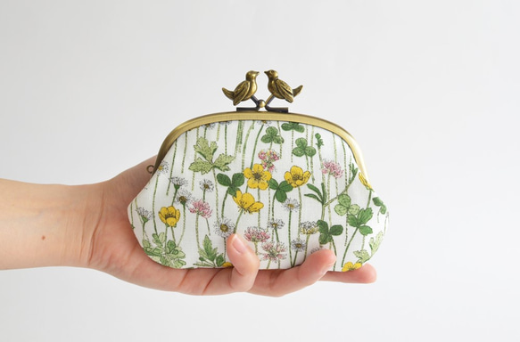 Liberty floral frame coin purse with birds - Linen [923] 第3張的照片