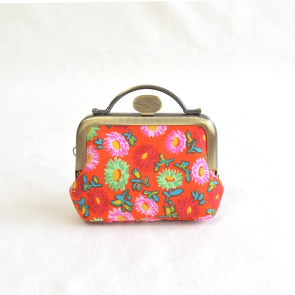 [SALE] 花卉口金包 Unique frame pouch(S) tomato red - floral[635] 第1張的照片