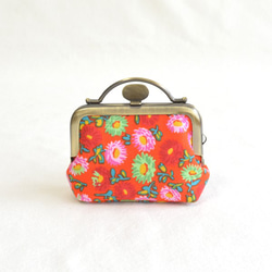 [SALE] 花卉口金包 Unique frame pouch(S) tomato red - floral[635] 第2張的照片