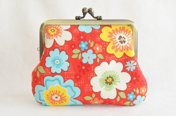 {花卉口金包} Retro floral coin purse - floral in tomato red [586] 第3張的照片