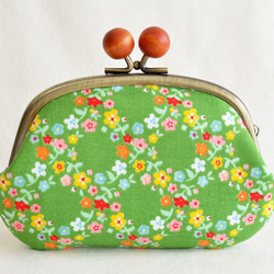 {花卉口金包} Retro floral purse with wooden balls in green[577] 第2張的照片