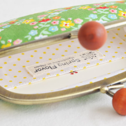 {花卉口金包} Retro floral purse with wooden balls in green[577] 第3張的照片