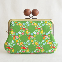 {花卉口金包} Double clasp/frame purse - Green garden floral[568] 第1張的照片