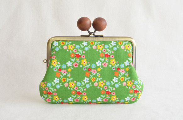 {花卉口金包} Double clasp/frame purse - Green garden floral[568] 第1張的照片