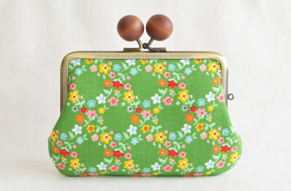 {花卉口金包} Double clasp/frame purse - Green garden floral[568] 第2張的照片