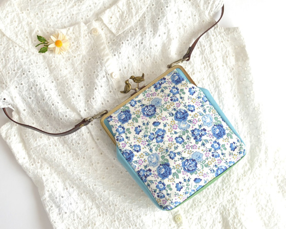 {SALE} Mini shoulder bag - Liberty "Felicite" Blue [592] 第1張的照片