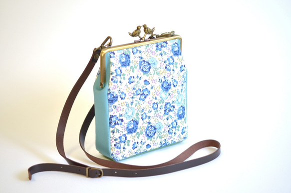 {SALE} Mini shoulder bag - Liberty "Felicite" Blue [592] 第2張的照片