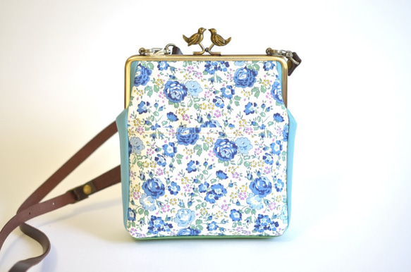 {SALE} Mini shoulder bag - Liberty "Felicite" Blue [592] 第3張的照片