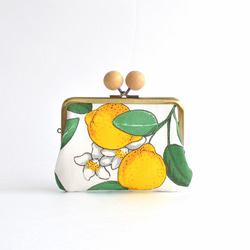 Double clasp/frame purse - Lemon - Swedish fabric [811] 第2張的照片