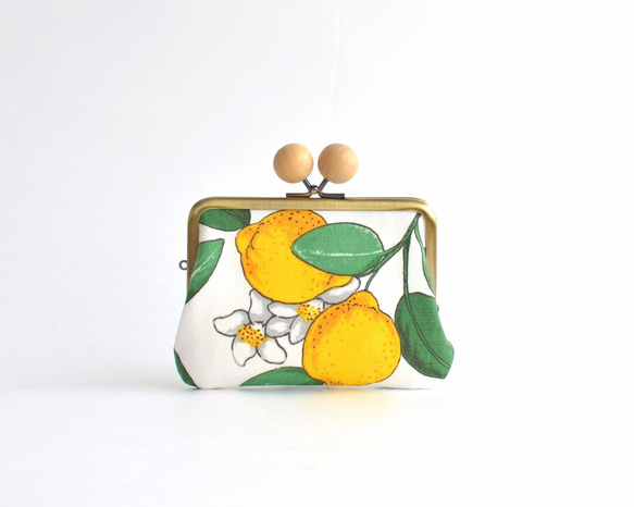 Double clasp/frame purse - Lemon - Swedish fabric [811] 第2張的照片