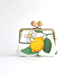 Double clasp/frame purse - Lemon - Swedish fabric [811] 第3張的照片