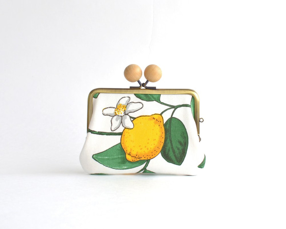 Double clasp/frame purse - Lemon - Swedish fabric [811] 第3張的照片