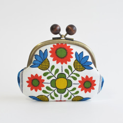 {花卉口金包} Vintage scandi floral purse with wooden balls[691] 第1張的照片