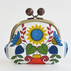 {花卉口金包} Vintage scandi floral purse with wooden balls[691] 第2張的照片