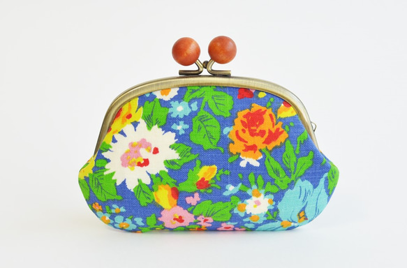 {口金包}Vintage retro floral frame purse with wooden balls[699] 第2張的照片