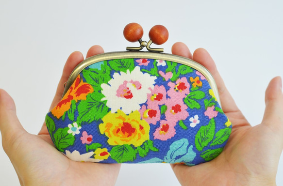 {口金包}Vintage retro floral frame purse with wooden balls[699] 第4張的照片