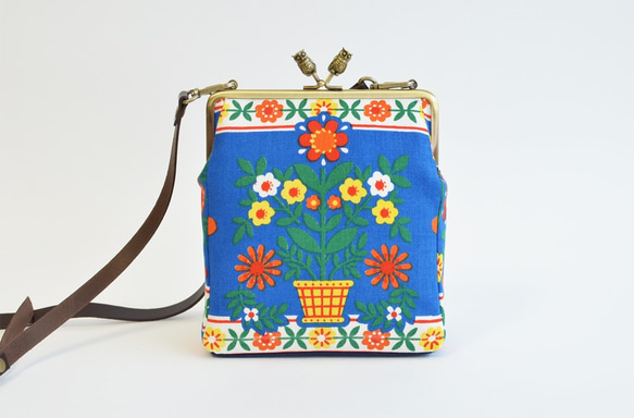 Mini shoulder bag - Vintage folk floral - blue [700] 第2張的照片