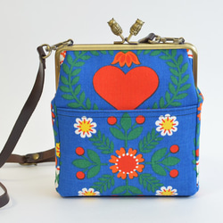 Mini shoulder bag - Vintage folk floral - blue [700] 第3張的照片