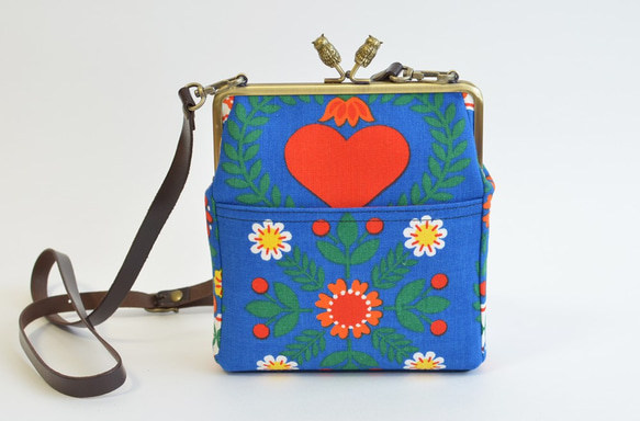 Mini shoulder bag - Vintage folk floral - blue [700] 第3張的照片