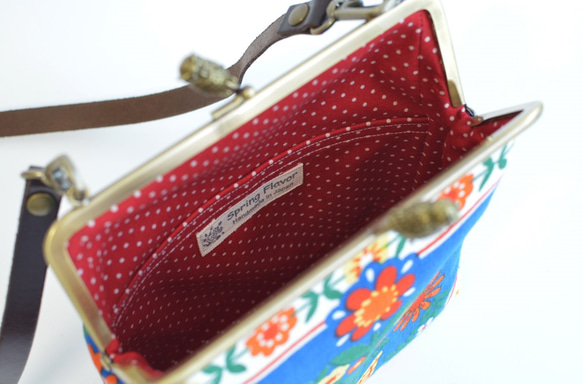 Mini shoulder bag - Vintage folk floral - blue [700] 第5張的照片