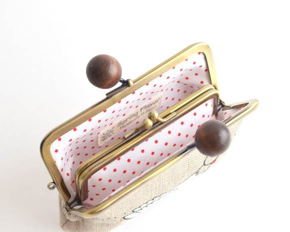 Double clasp/frame purse - Rooster - Linen [216] 第4張的照片