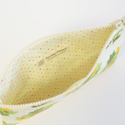 Retro floral fabric zipper pouch with cotton - yellow [013] 第4張的照片