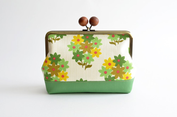 Retro floral cosmetic pouch - green and green [729] 第2張的照片