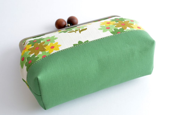 Retro floral cosmetic pouch - green and green [729] 第6張的照片